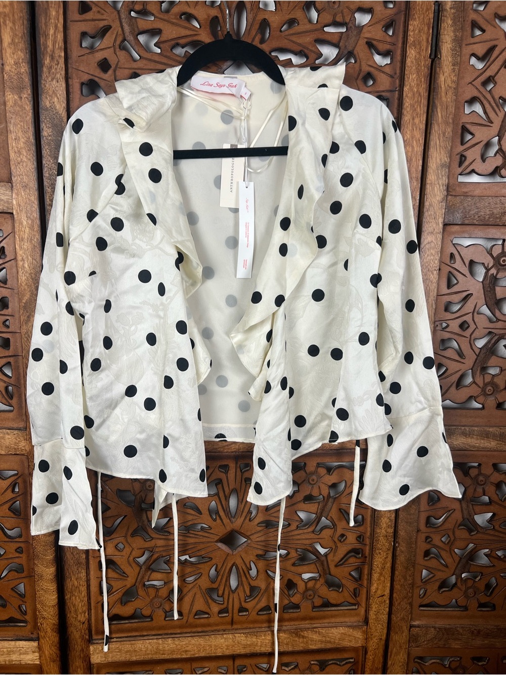 Lisa Says Gah Cream Polka Blouse